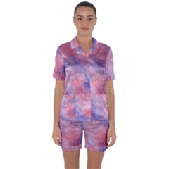 Mr  Hughes Blues Satin Short Sleeve Pyjamas Set