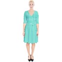 White Polkadot Hearts on Tiffany Aqua Blue  Wrap Up Cocktail Dress View1