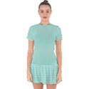 Tiffany Aqua Blue Candy Hearts on White Drop Hem Mini Chiffon Dress View1