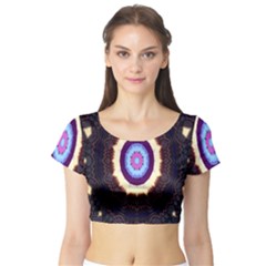Mandala Art Design Pattern Short Sleeve Crop Top
