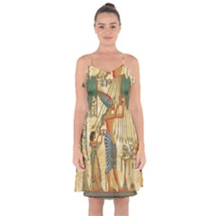 Egyptian Man Sun God Ra Amun Ruffle Detail Chiffon Dress
