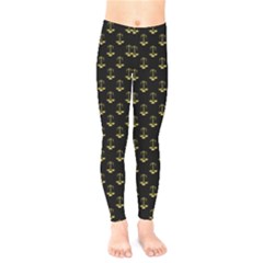 Gold Scales Of Justice On Black Repeat Pattern All Over Print  Kids  Legging by PodArtist