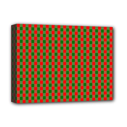 Large Red And Green Christmas Gingham Check Tartan Plaid Deluxe Canvas 16  X 12   by PodArtist