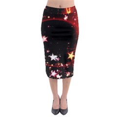 Circle Lines Wave Star Abstract Midi Pencil Skirt by Celenk