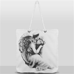 Stippling Drawing Dots Stipple Full Print Rope Handle Tote (large)