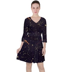 Star Sky Graphic Night Background Ruffle Dress by Celenk