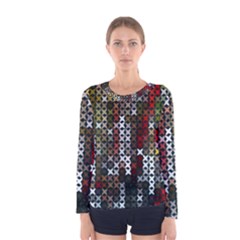 Christmas Cross Stitch Background Women s Long Sleeve Tee