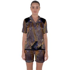 Deco Fan Satin Short Sleeve Pyjamas Set