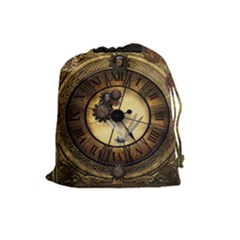 Wonderful Steampunk Desisgn, Clocks And Gears Drawstring Pouches (large)  by FantasyWorld7
