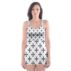 Black Cross Skater Dress Swimsuit