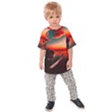 Sunset Dusk Boat Sea Ocean Water Kids Raglan Tee View1