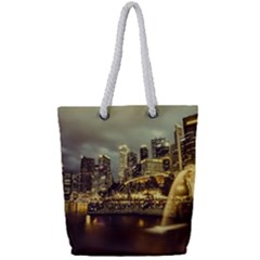 Singapore City Urban Skyline Full Print Rope Handle Tote (small) by BangZart
