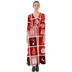 Christmas Map Innovative Modern Button Up Boho Maxi Dress