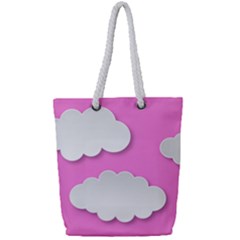 Clouds Sky Pink Comic Background Full Print Rope Handle Tote (small) by BangZart