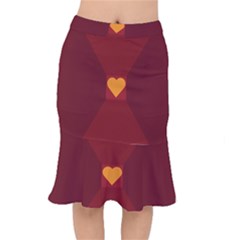 Heart Red Yellow Love Card Design Mermaid Skirt by BangZart