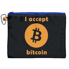 I Accept Bitcoin Canvas Cosmetic Bag (xxl) by Valentinaart