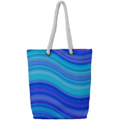 Blue Background Water Design Wave Full Print Rope Handle Tote (small) by BangZart