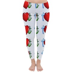 Cross Heart Anchor Love Hope Classic Winter Leggings