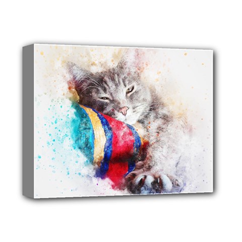 Cat Kitty Animal Art Abstract Deluxe Canvas 14  X 11 