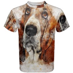 Dog Basset Pet Art Abstract Men s Cotton Tee