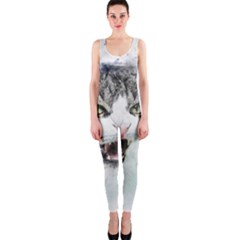 Cat Pet Art Abstract Watercolor Onepiece Catsuit