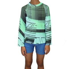 Futuristic Urban Architecture Kids  Long Sleeve Swimwear