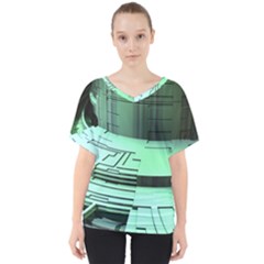 Futuristic Urban Architecture V-neck Dolman Drape Top