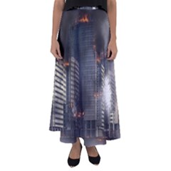 Destruction Apocalypse War Disaster Flared Maxi Skirt
