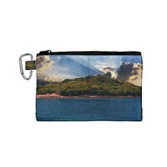 Island God Rays Sky Nature Sea Canvas Cosmetic Bag (small)