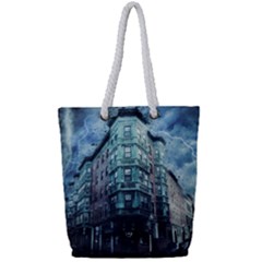 Storm Weather Thunderstorm Nature Full Print Rope Handle Tote (small) by Celenk