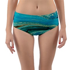 Mint,gold,marble,nature,stone,pattern,modern,chic,elegant,beautiful,trendy Reversible Mid-waist Bikini Bottoms by NouveauDesign