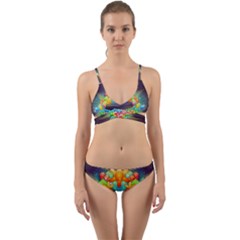 Badge Abstract Abstract Design Wrap Around Bikini Set