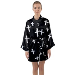 White Cross Long Sleeve Kimono Robe