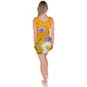 Flowers Daisy Floral Yellow Blue Bodycon Dress View4