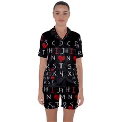 Love Alphabet Satin Short Sleeve Pyjamas Set by Valentinaart