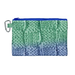 Knitted Wool Square Blue Green Canvas Cosmetic Bag (large) by snowwhitegirl