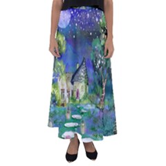 Background Fairy Tale Watercolor Flared Maxi Skirt