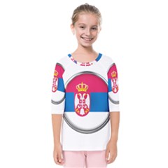 Serbia Flag Icon Europe National Kids  Quarter Sleeve Raglan Tee