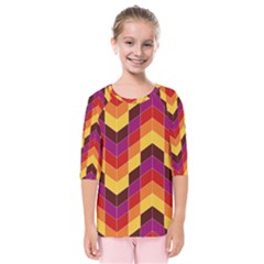 Geometric Pattern Triangle Kids  Quarter Sleeve Raglan Tee