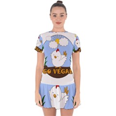 Go Vegan - Cute Chick  Drop Hem Mini Chiffon Dress