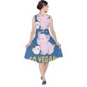 Go Vegan - Cute Pig and Chicken V-Neck Midi Sleeveless Dress  View2