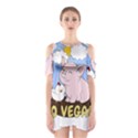 Go Vegan - Cute Pig and Chicken Shoulder Cutout One Piece View1