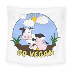 Friends Not Food - Cute Cow, Pig And Chicken Square Tapestry (large)
