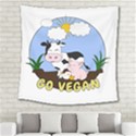Friends Not Food - Cute Cow, Pig and Chicken Square Tapestry (Large) View2