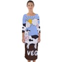 Friends Not Food - Cute Cow Quarter Sleeve Midi Bodycon Dress View1