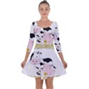 Friends Not Food - Cute Cow, Pig and Chicken Quarter Sleeve Skater Dress View1