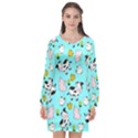 The Farm Pattern Long Sleeve Chiffon Shift Dress  View1
