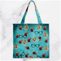 Vintage Glasses Blue Zipper Grocery Tote Bag View2