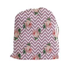 Violet Chevron Rose Drawstring Pouches (xxl)