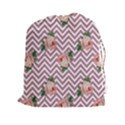 Violet Chevron Rose Drawstring Pouches (XXL) View1